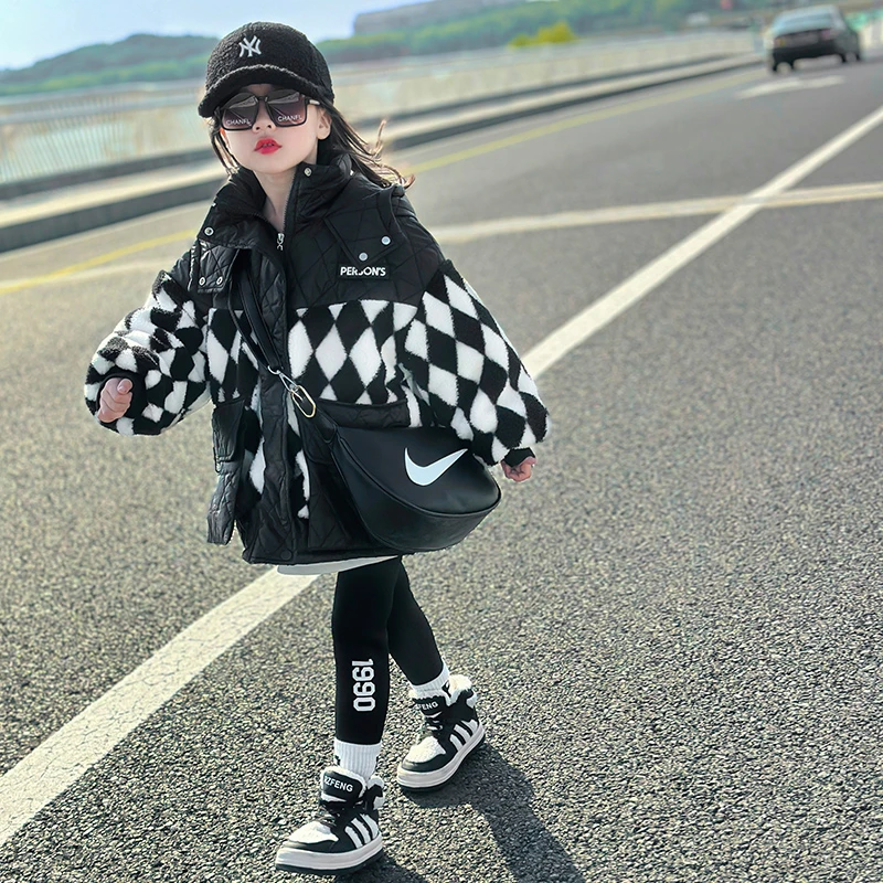 女童秋冬款棉服2023新款洋气宝宝棉衣冬季棉袄儿童冬装毛毛衣外套