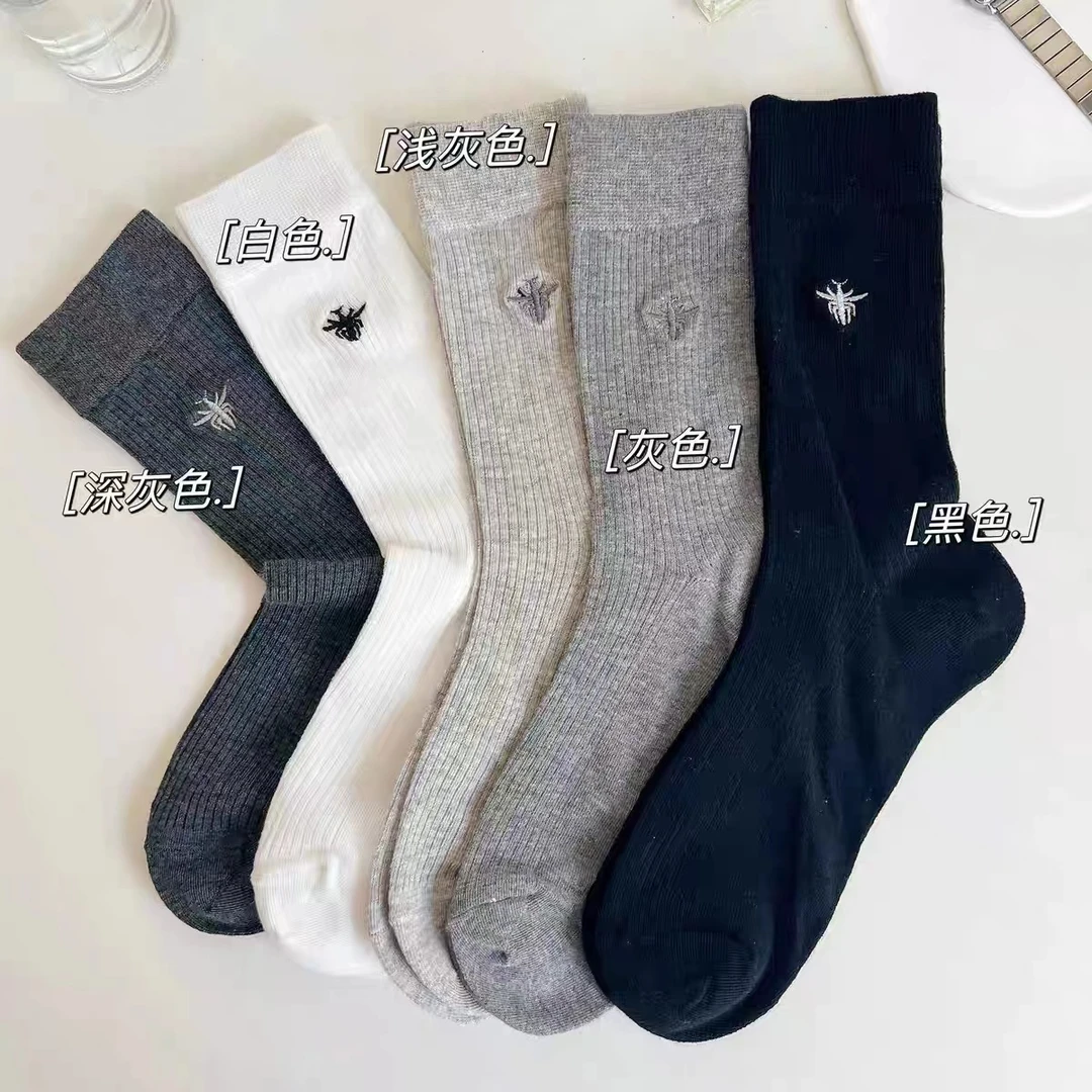 袜子女春夏薄款中筒袜网红蜜蜂堆堆袜韩国ins女生外穿简约百搭棉