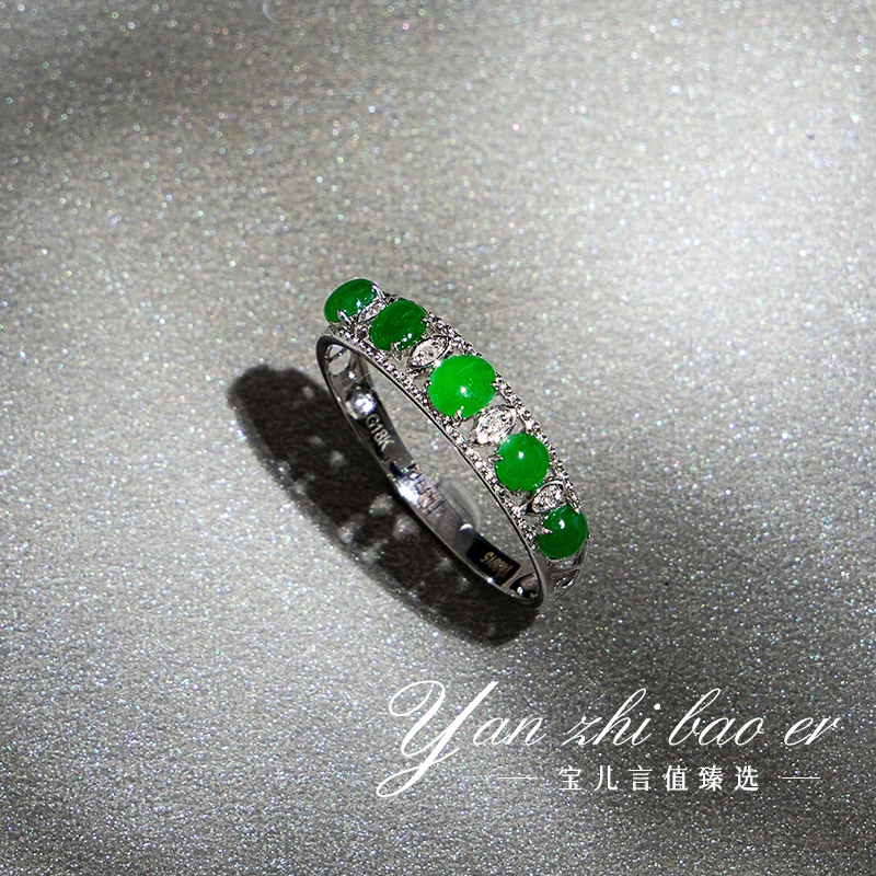 【宝儿臻选】翡翠绿蛋面戒指-18k金-XF304|CXQ1