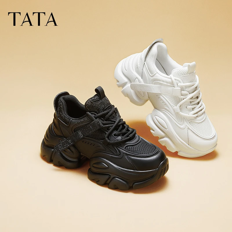 TATA他她泡泡奶油白色老爹鞋女鞋透气休闲厚底运动鞋春季WOG10CM3