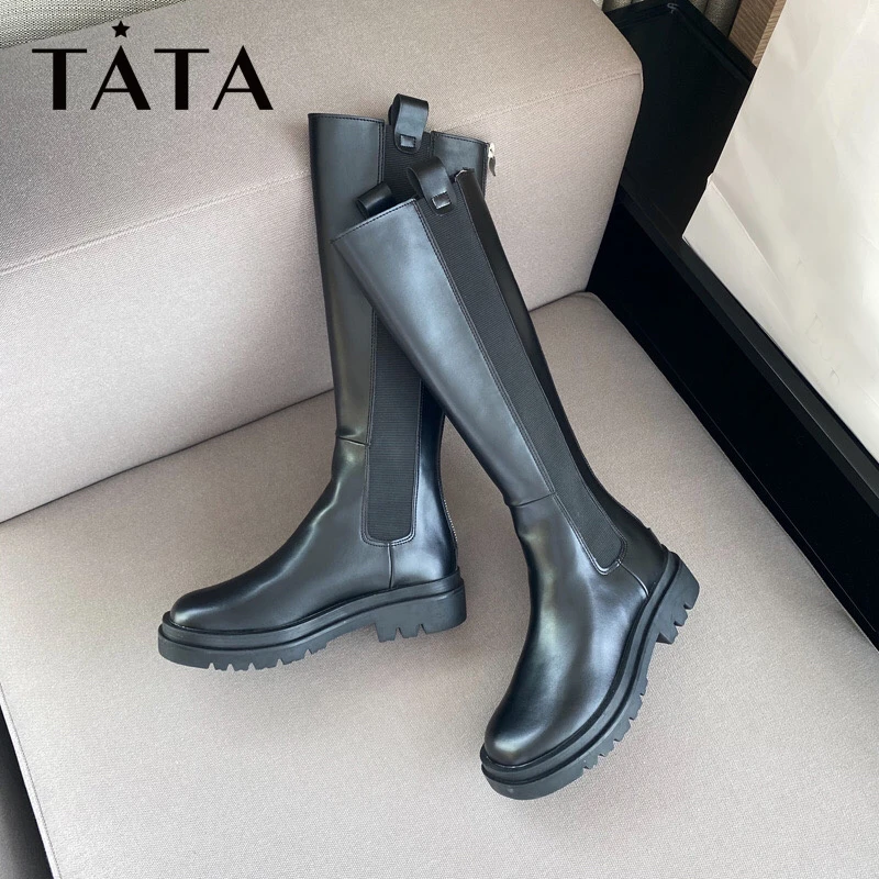 【现货】Tata他她时装靴厚底高筒靴长筒靴高筒骑士靴圆头WXK02DG2