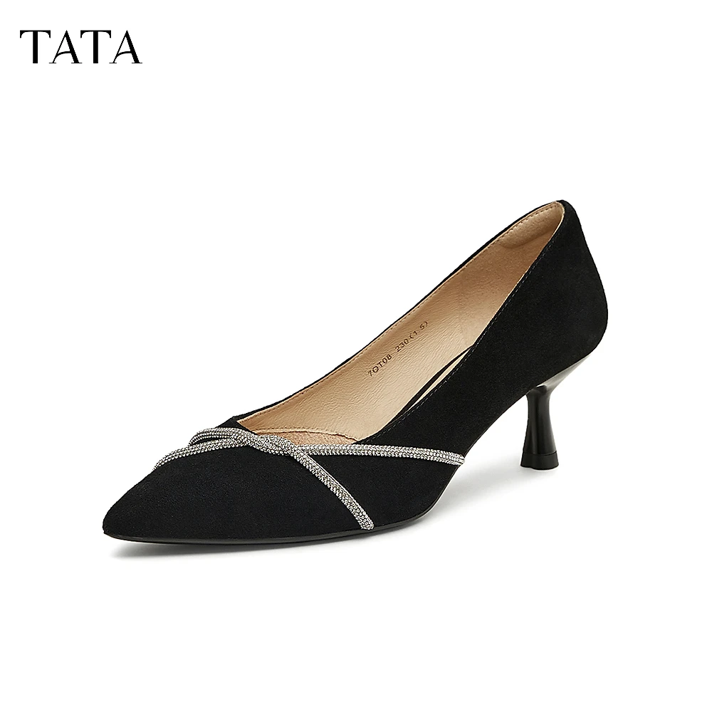 TATA他她尖头高跟鞋女细跟婚鞋新娘鞋伴娘鞋2025春季新款7QT08AQ5