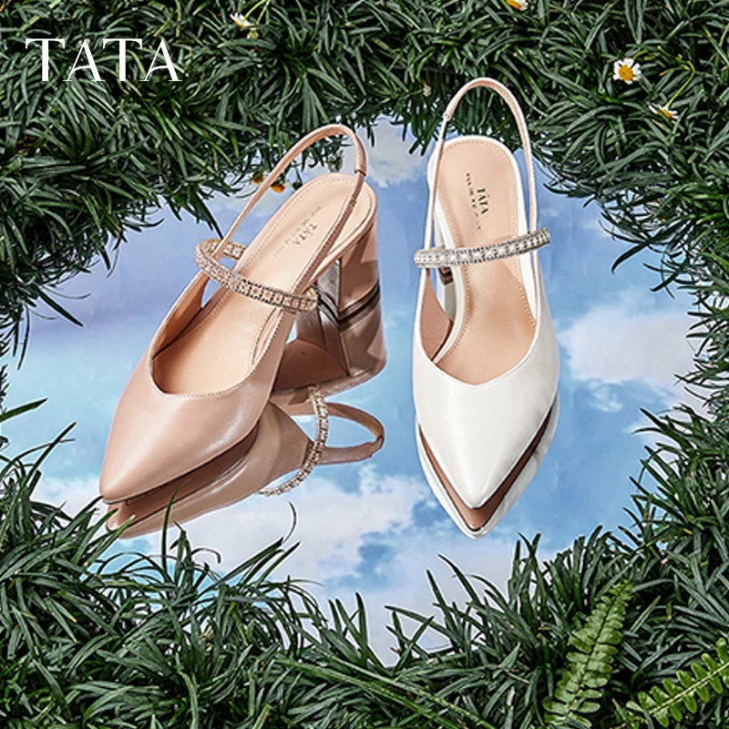 Tata他她高跟鞋夏季穿搭粗跟凉鞋女复古单鞋夏新款百搭