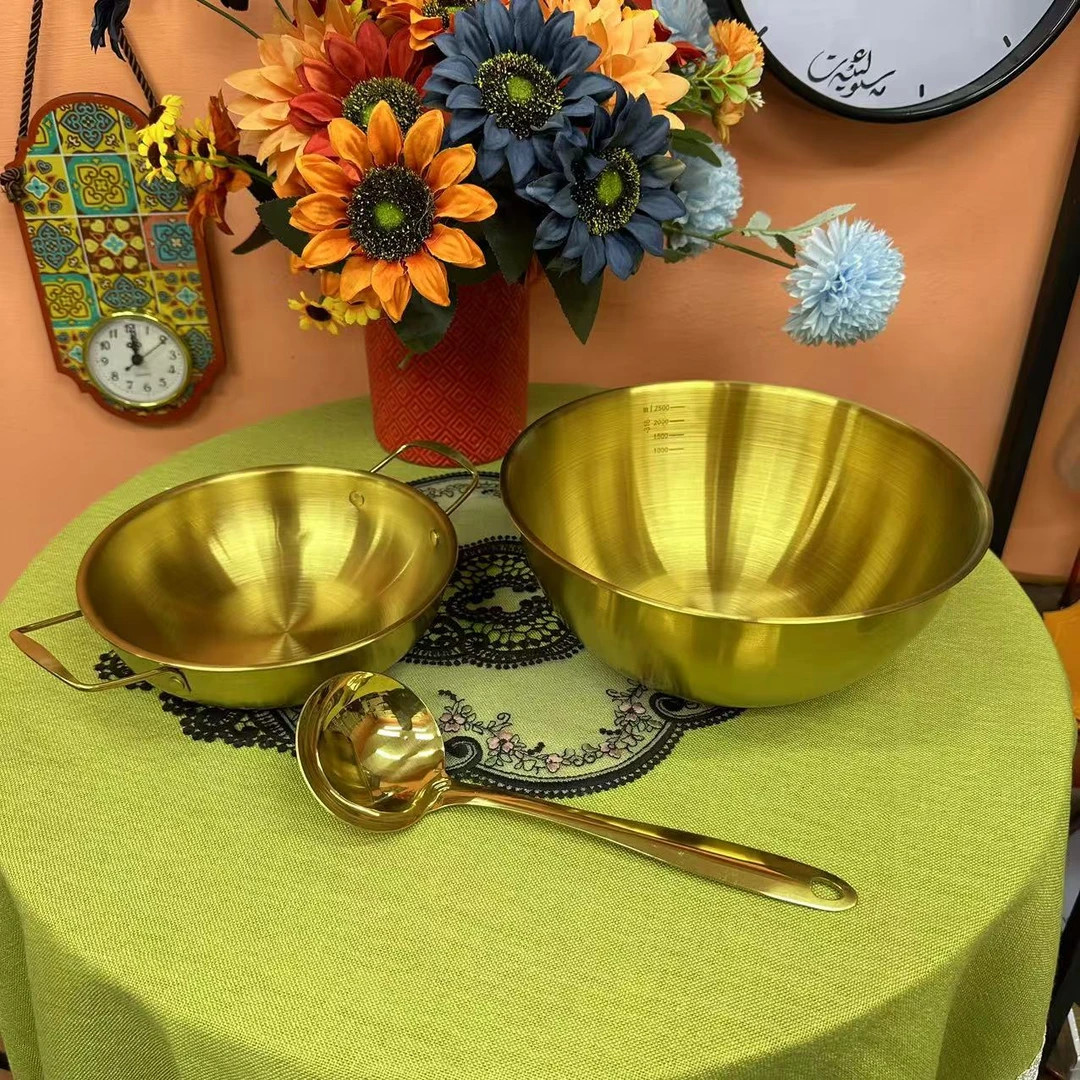 【孜咪冉好物】家用金色圆形不锈钢盆子