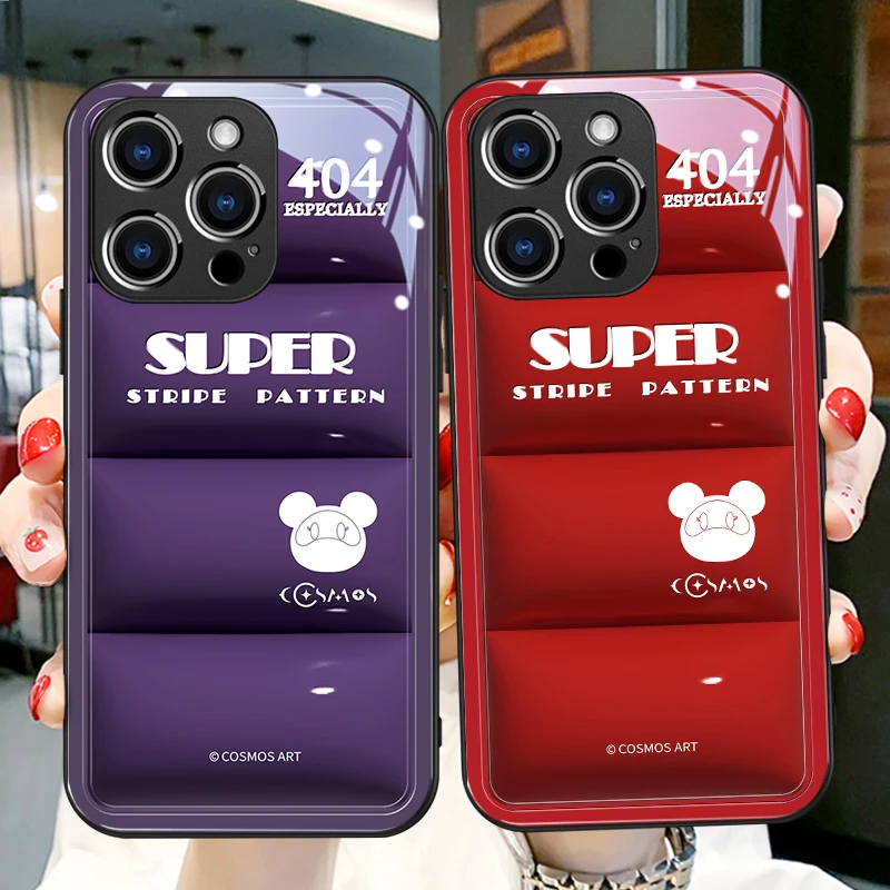 【气垫英文熊】女款微晶玻璃壳苹果华为/小米/三星/VIVO/OPPO/KLH