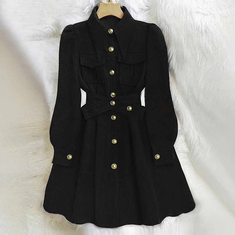 品质小香风法式连衣裙短裙气质收腰修身6217