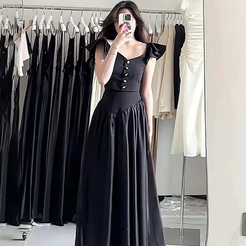 【两件套】2025夏法式气质v领上衣半身裙套装女洋气季两件套裙1630