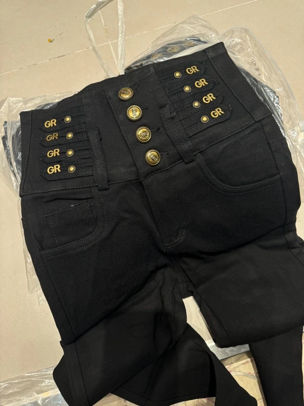 霖•[经典小黑裤] 不加绒显瘦超高腰牛仔布小脚裤