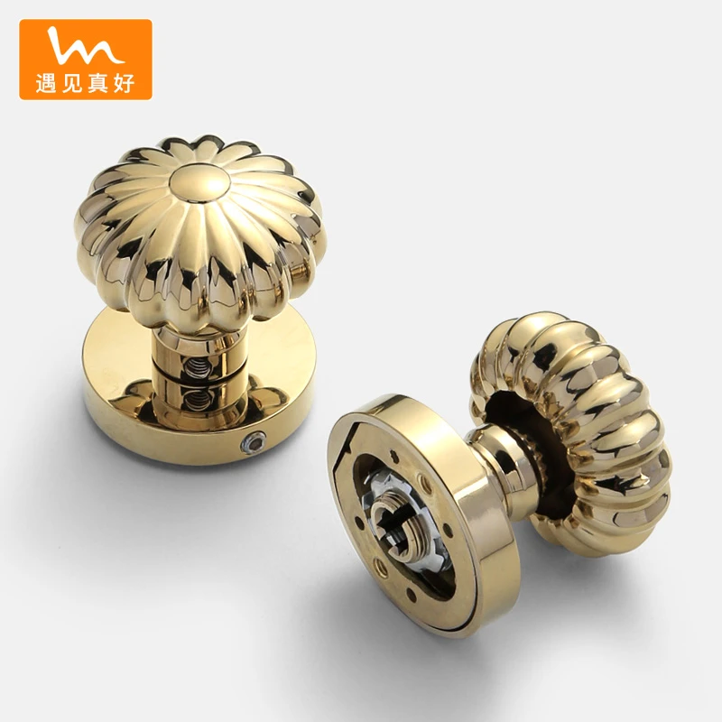 遇见真好美式球形门锁亮金色轻奢室内卧室房门锁卫生间木门分体锁