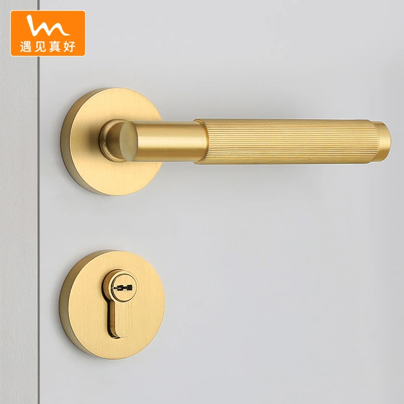 美式卧室木门锁室内磁吸房门锁古铜色复古法式轻音分体锁