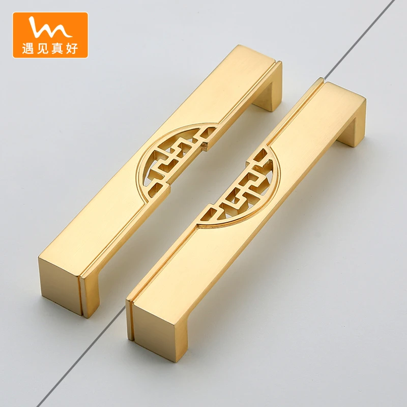 遇见真好金色新中式拉手古典镂空衣柜橱柜门把手家具抽屉吊坠拉手