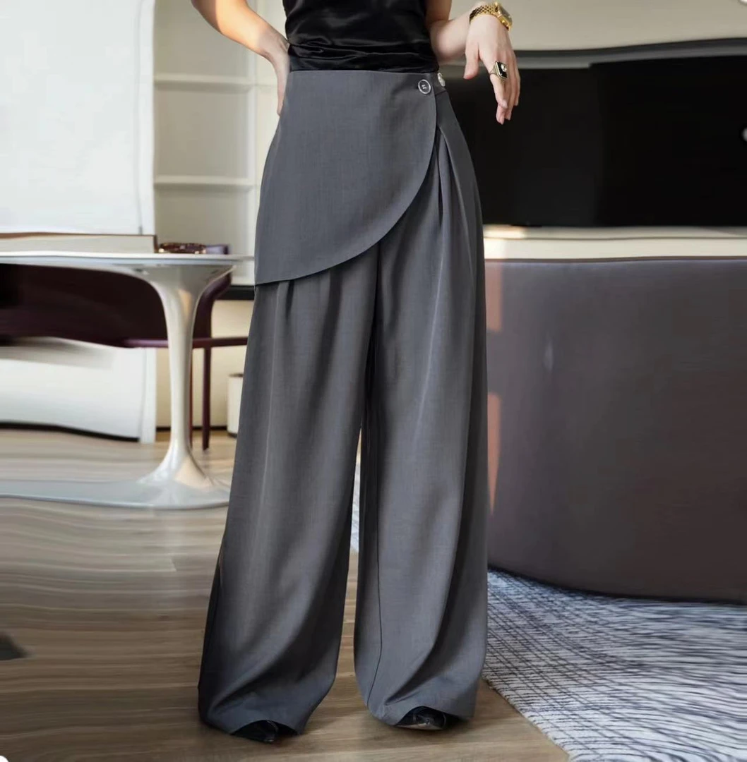 NLGN-春夏新款设计感小众西装直筒裤阔腿宽松百搭时尚