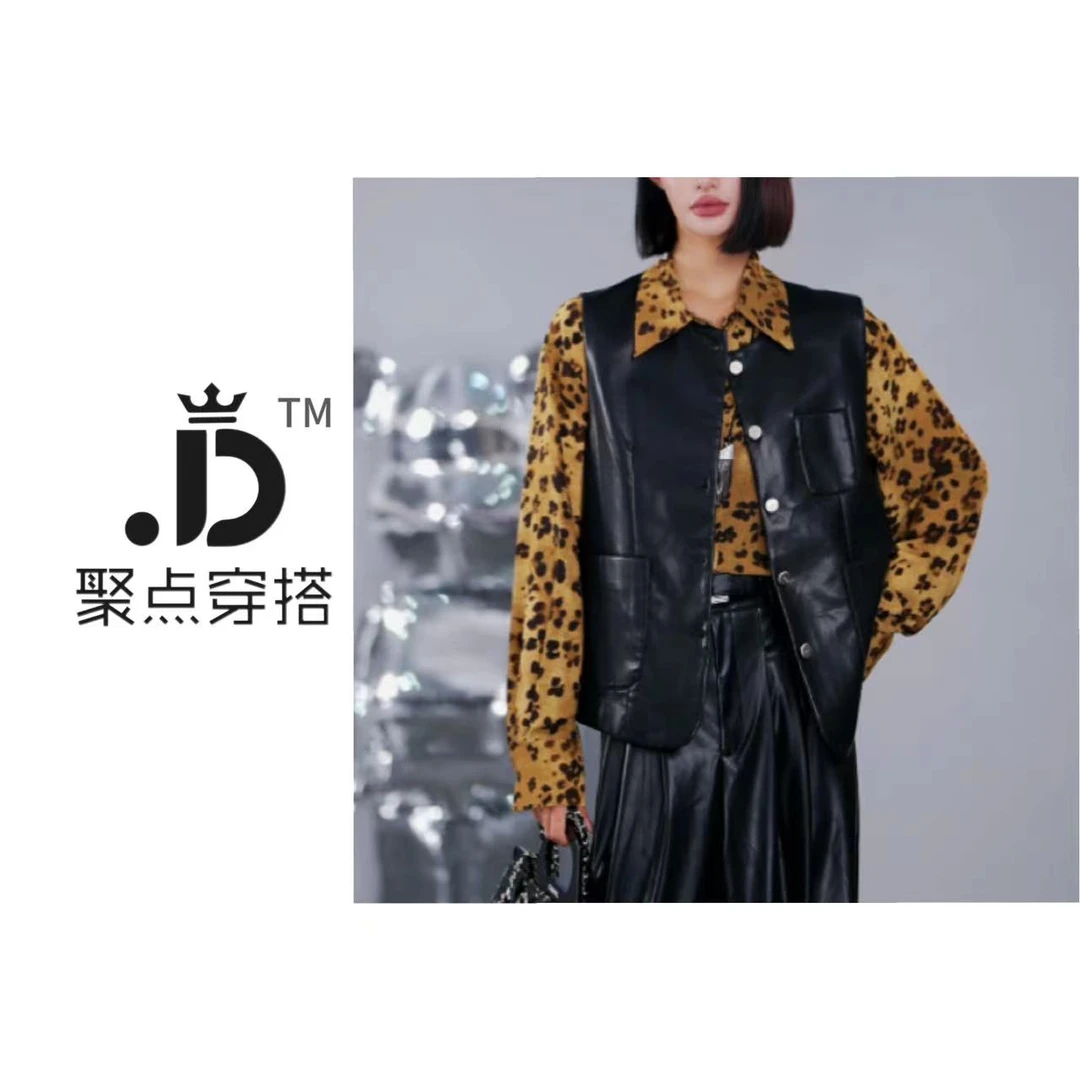 JUDIAN【黑夜魅影】设计师主推气质百搭皮马夹8jd92773