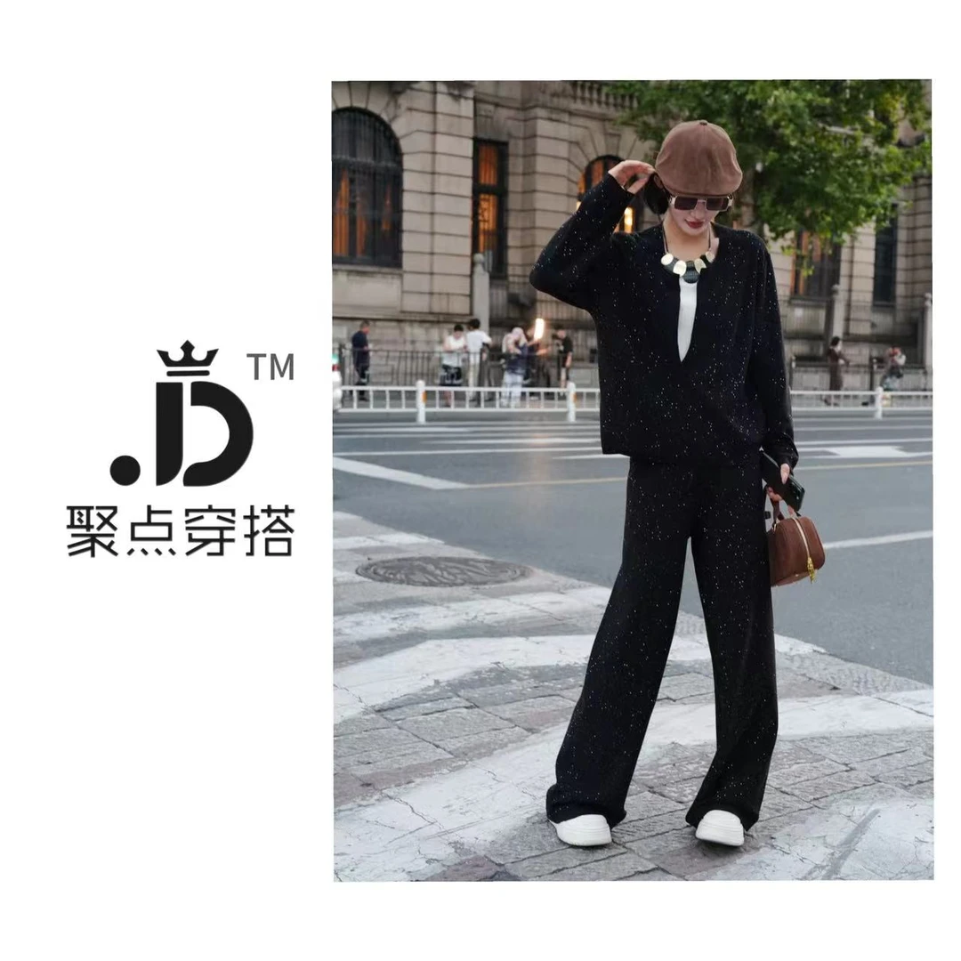 JUDIAN-【璀璨】秋冬小众亮片针织套装8jd888112