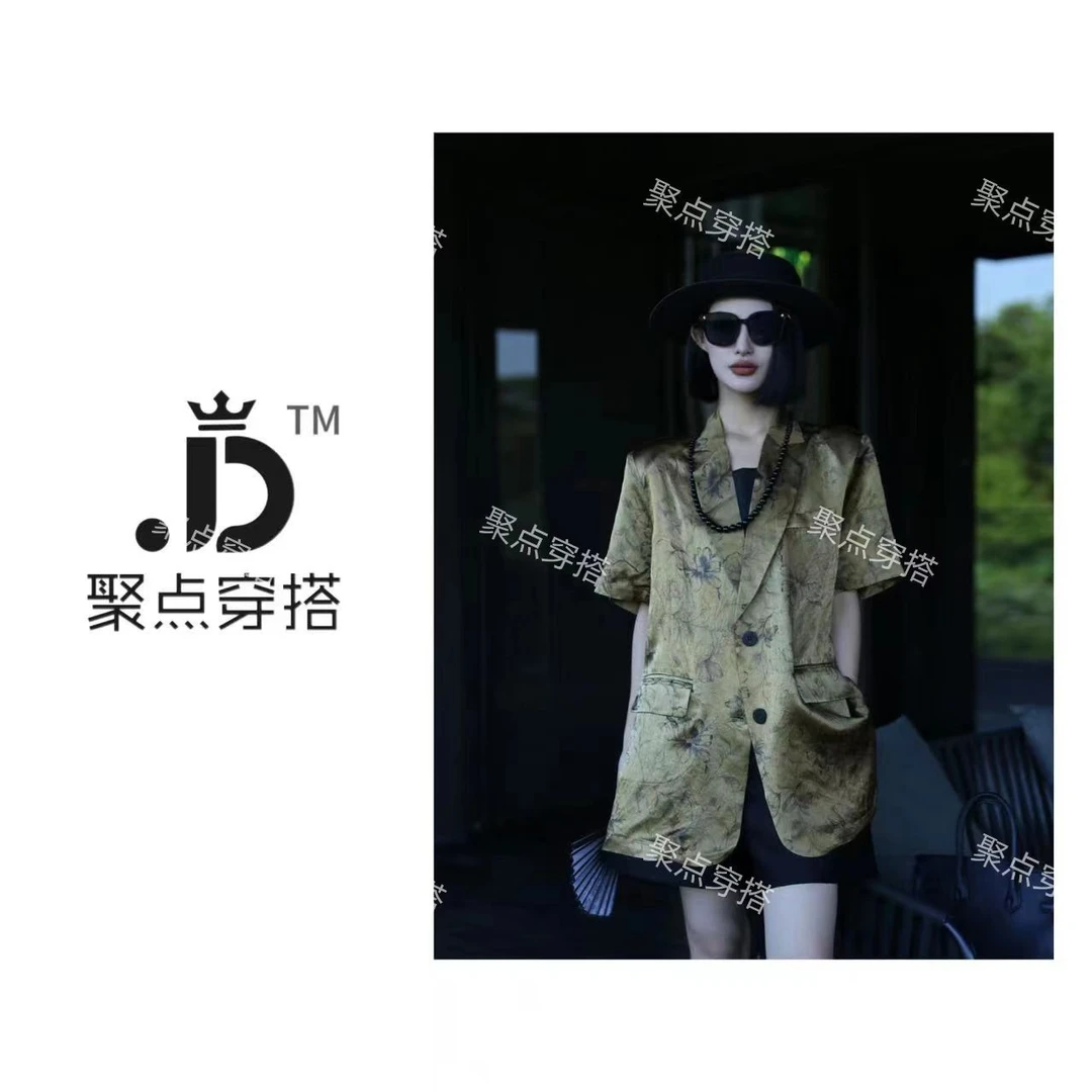 JUDIAN-【金色彼岸】肌理感夏季高级感缎面设计感轻奢西装外套