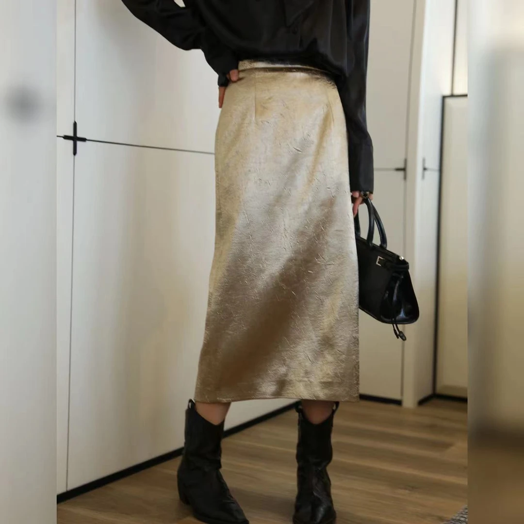 JUDIAN-【金丝提花】春季新款显瘦半身裙气质时尚