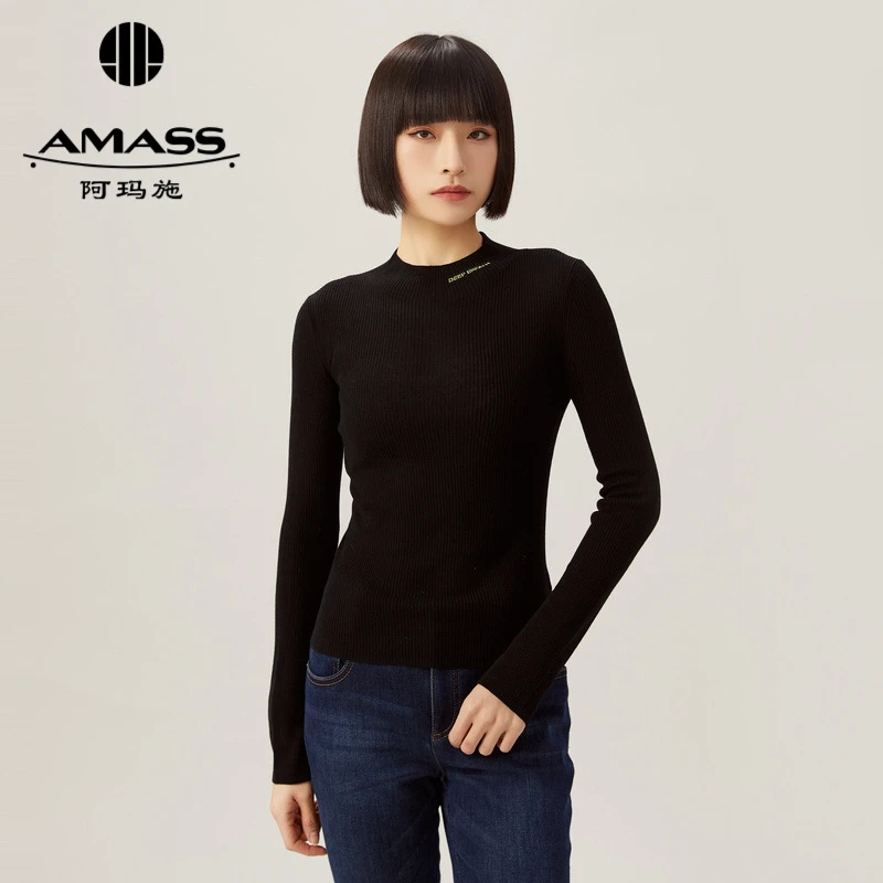 阿玛施/AMASS深呼吸后背明线设计打底修身烟管领针织5399606