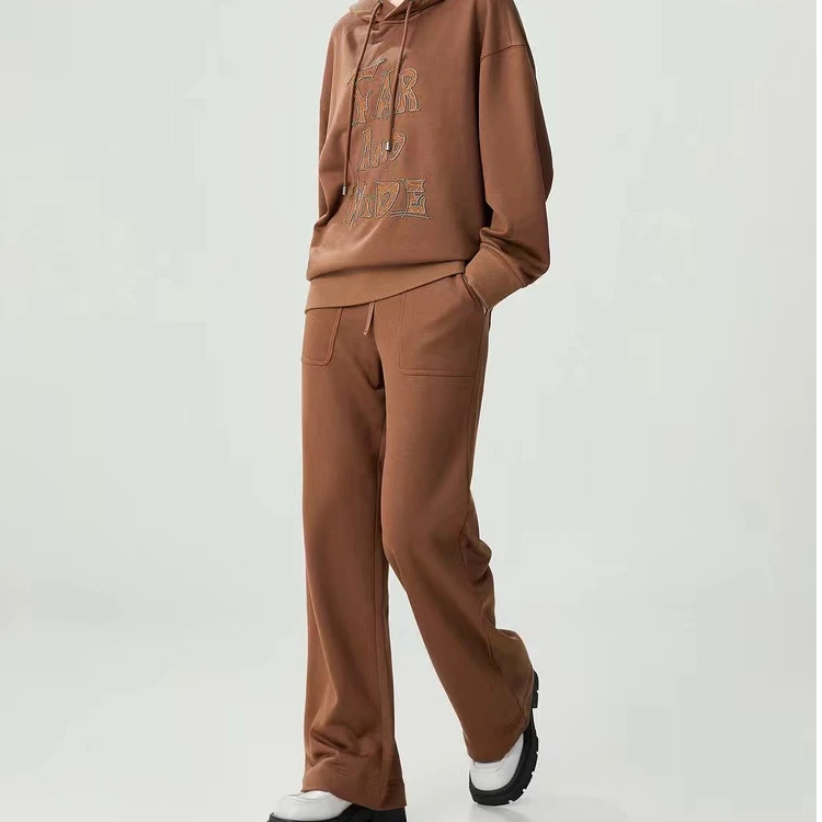 AMASS/阿玛施 时尚运动百搭松紧纯色腰暗休闲长裤5100386