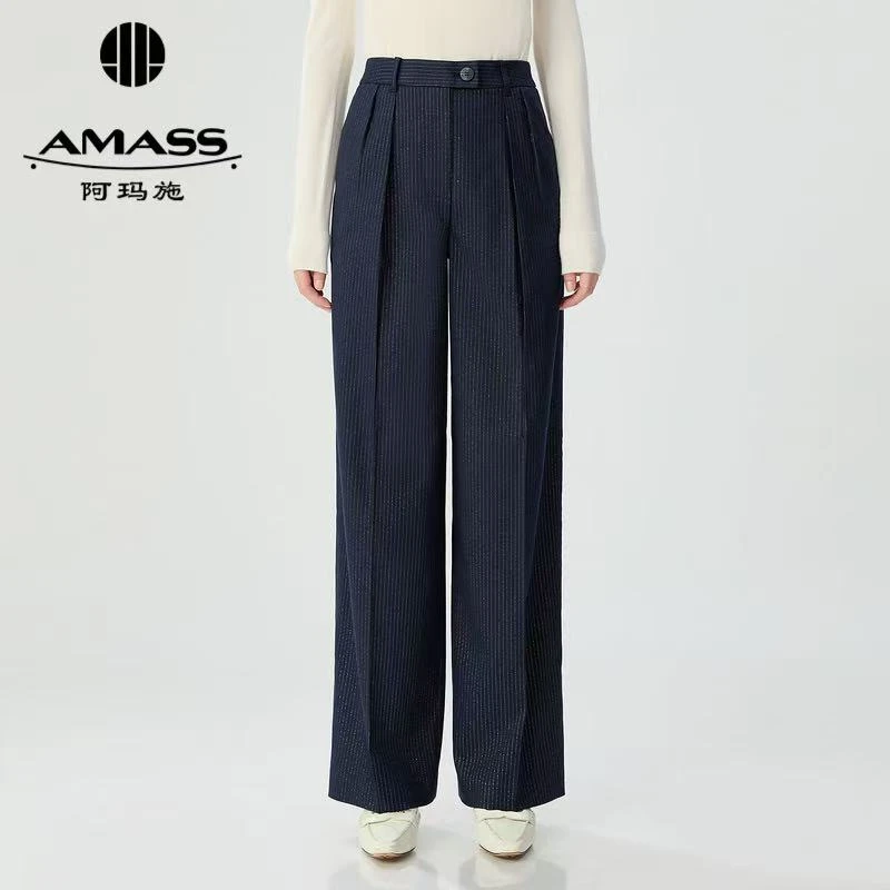 AMASS/阿玛施 新款简约时尚气质通勤宽松垂感直筒裤女5100549