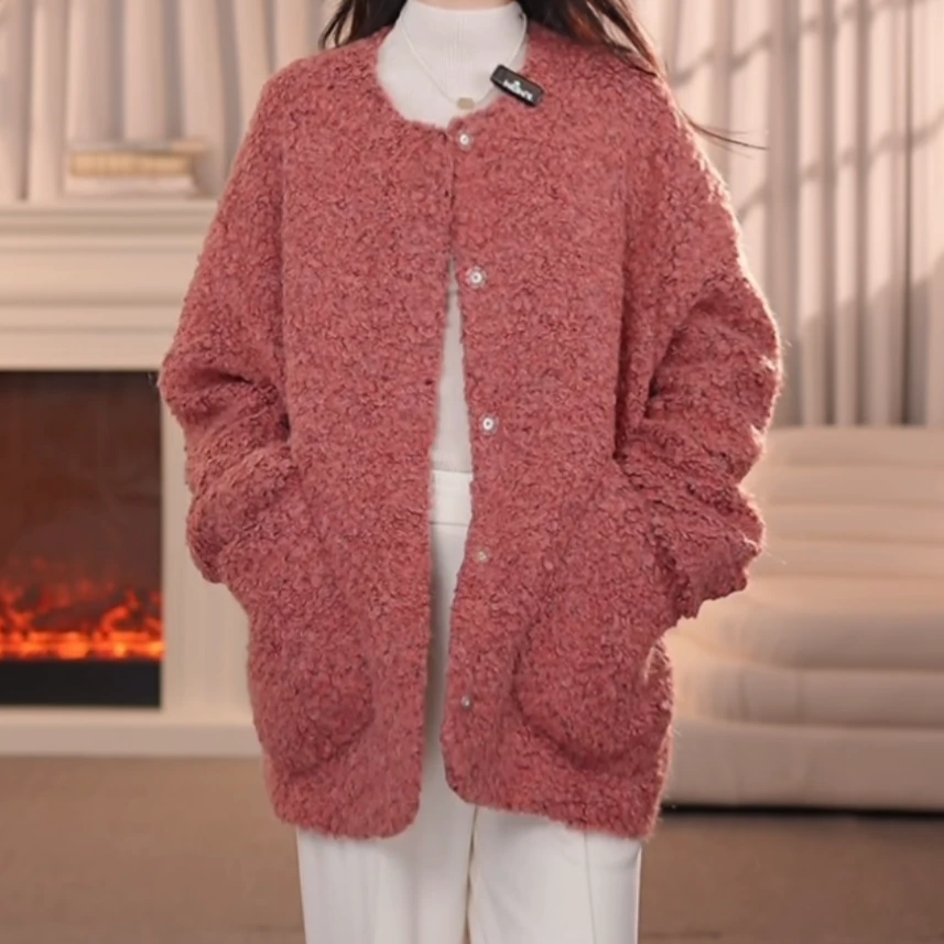 AMASS/阿玛施 秋冬毛绒外套保暖柔软廓形上衣女外套5400830