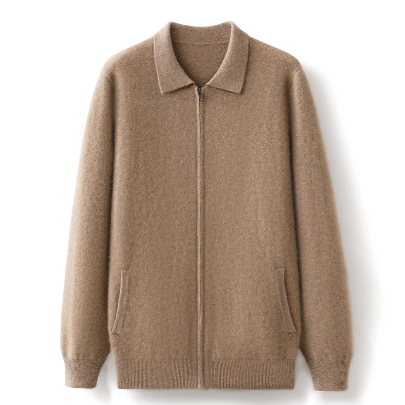 （康赛妮纱线）轻奢男士秋冬纯羊绒加厚行政款开衫外套（均克重600）