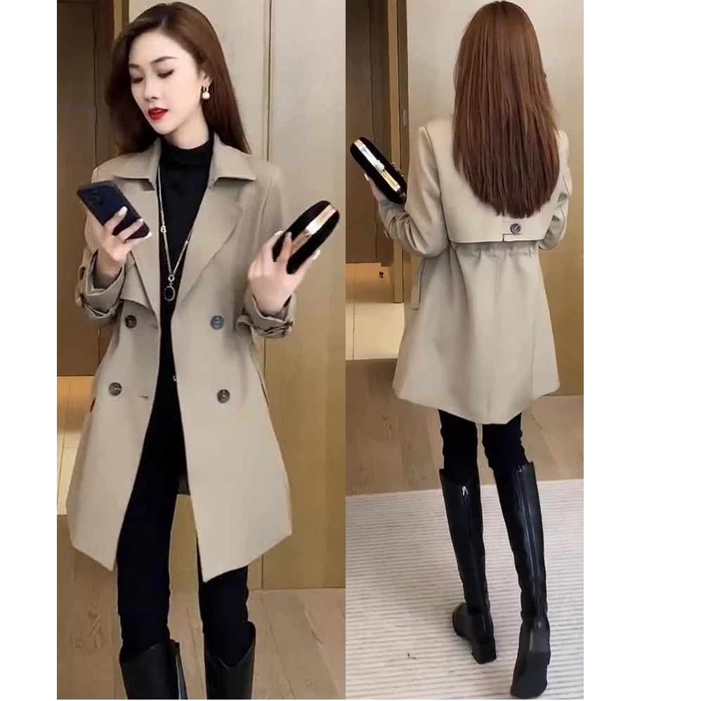 休闲风衣女中长款2024春秋新款洋气收腰小个子百搭宽松显瘦外套潮