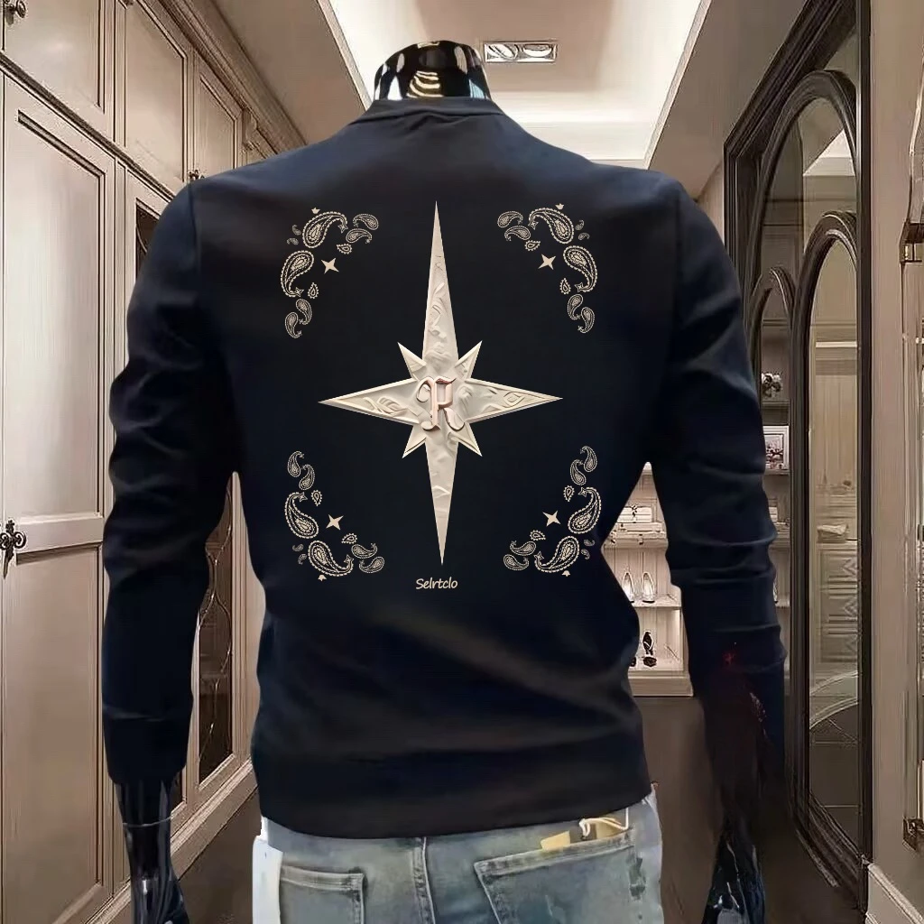 潮牌修身百搭印花秋冬圆领卫衣男女同款情侣装长袖加绒内搭打底衫