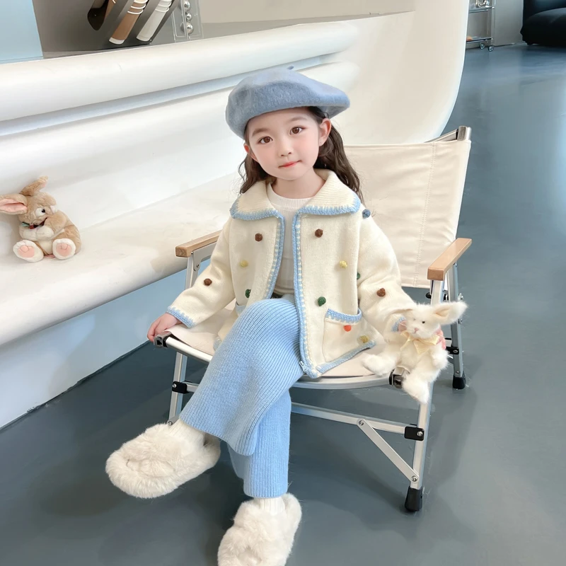 女童套装秋冬2025新款儿童洋派秋装毛衣针织女宝宝秋季时髦两件套