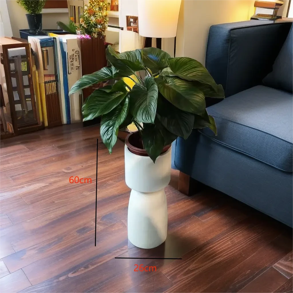 设计师款大绿植水泥镁泥高脚花盆