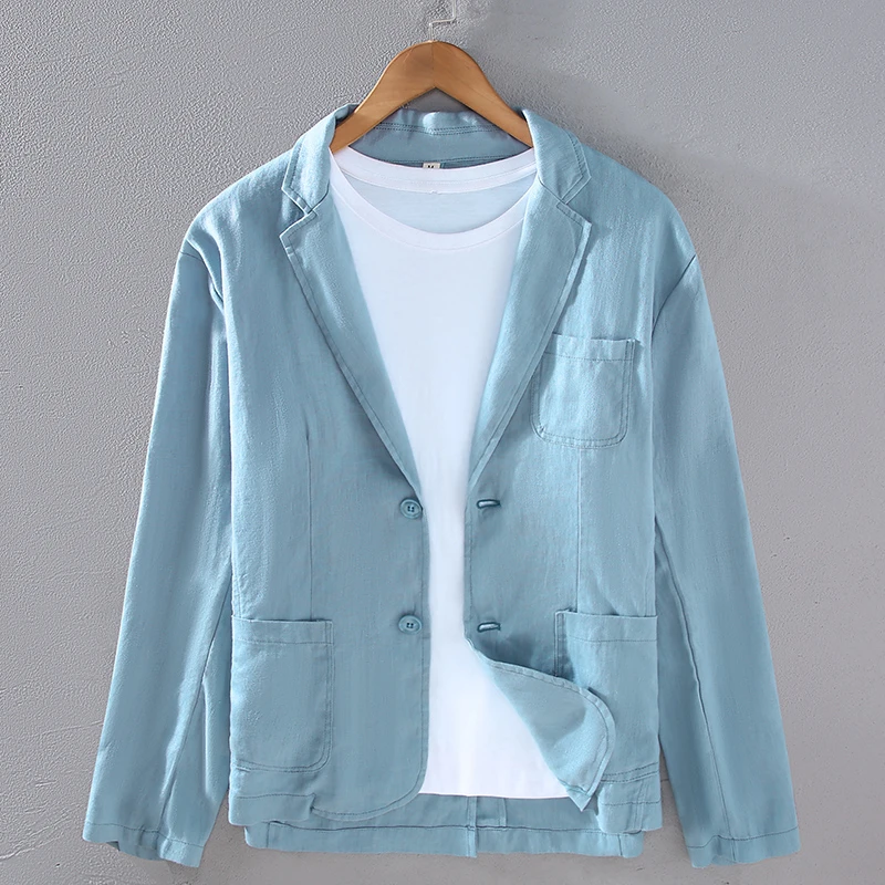 【专柜品质】纯亚麻西服男士春秋麻料小西装商务休闲便服薄款单西