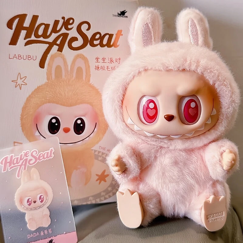 LABUBU 拉布布坐坐派对系列马卡龙2代搪胶脸毛绒盲盒挂件