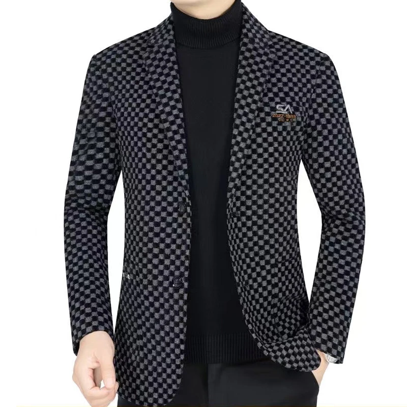 新款秋冬休闲西服男上衣帅气男士雪尼尔西装外套修身秋冬便西百搭