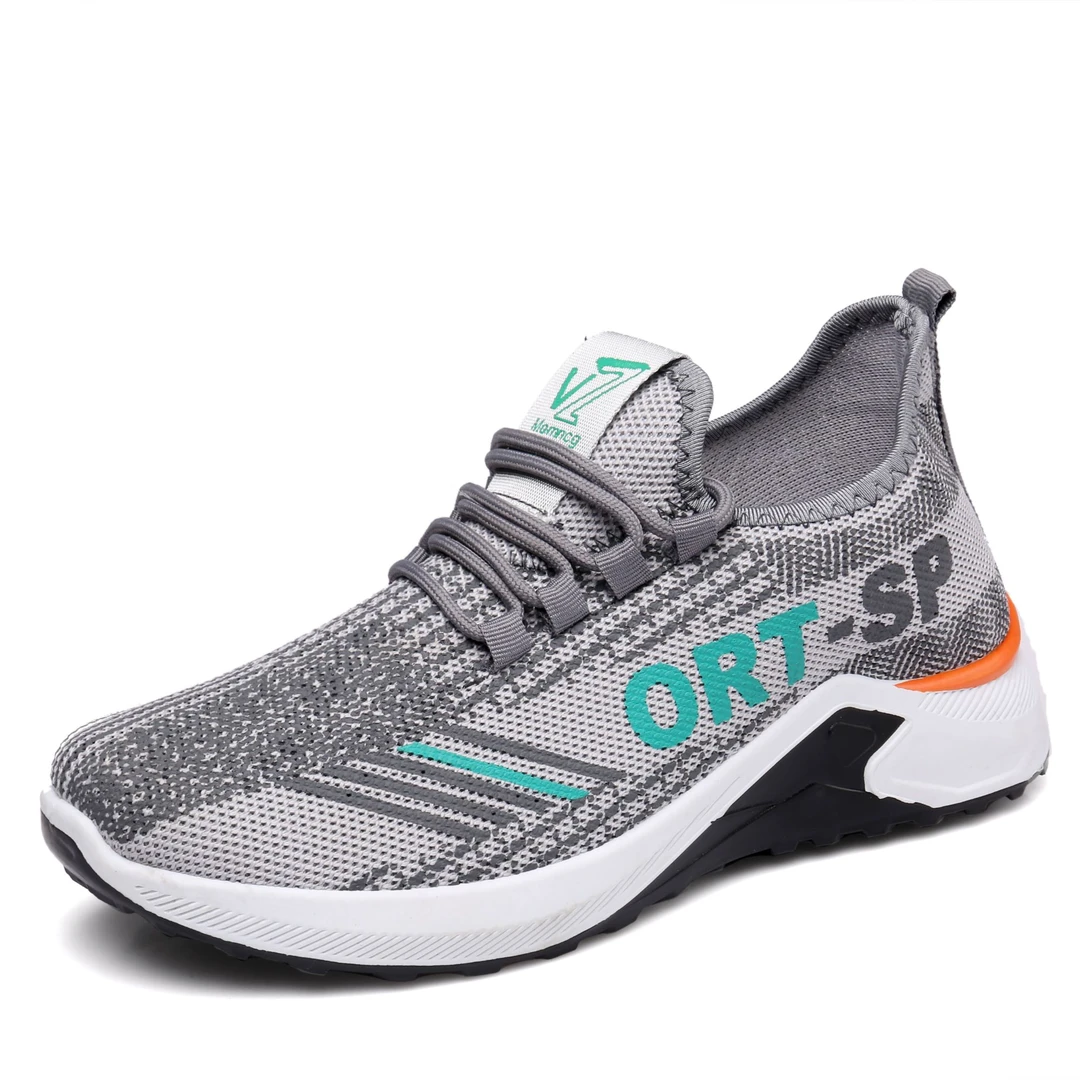 夏季低跟圆头透气纯色时尚休闲鞋飞织运动鞋百搭时尚跑步舒适