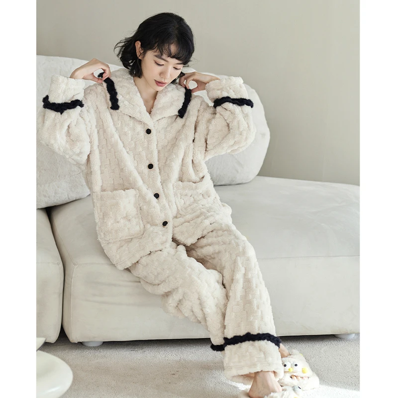 轩之婷【防静电】睡衣女冬天加厚加绒珊瑚绒甜美时尚可外穿家居服