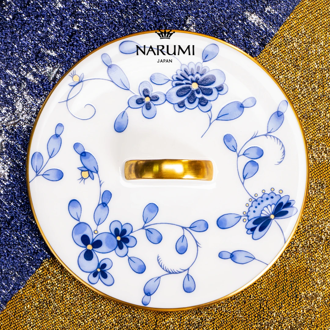 日本NARUMI/鸣海Milano系列骨瓷马克杯盖 蓝色金边