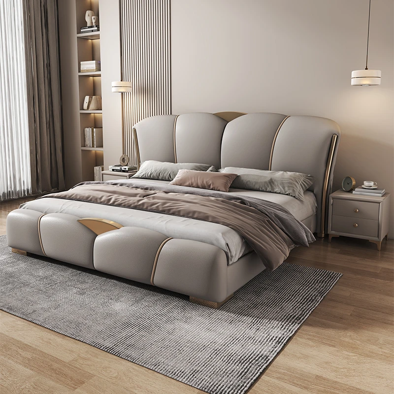 皮床高端奶油主卧双人现代简约轻奢大气储物奢华婚床
