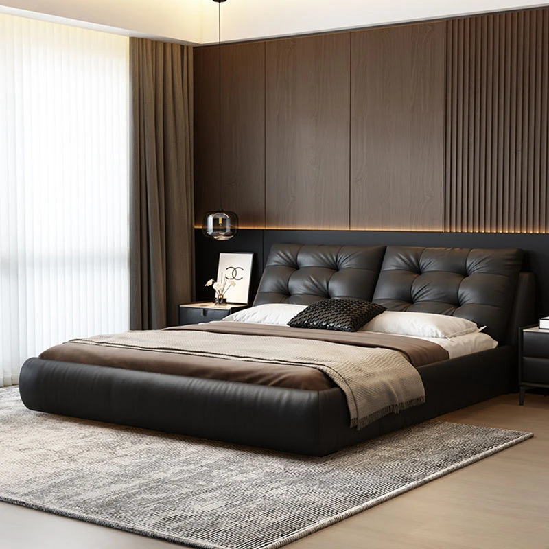 意式轻奢皮床主卧1.8米x2米主卧大床储物双人床婚床现代简约软包