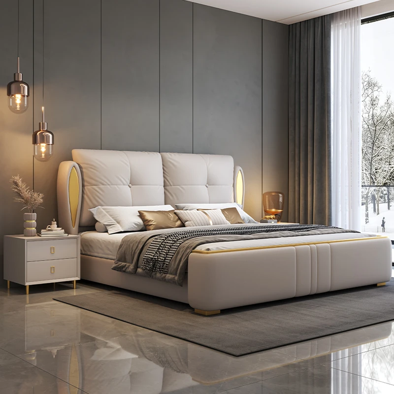 高端主卧双人皮床现代简约轻奢大气储物奢华双人婚床设计师新款