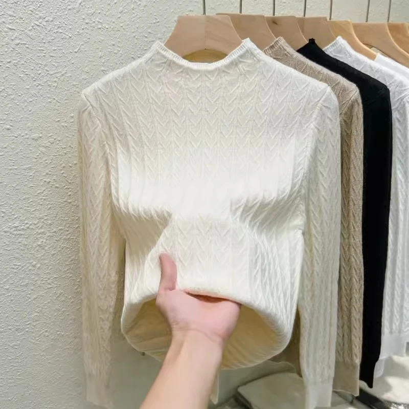 秋冬爆款洋气内搭半高领毛衣女士百搭纯色针织衫显瘦套头打底衫潮