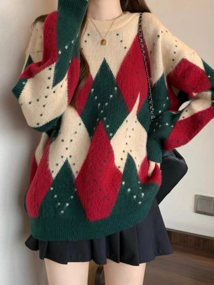 【编号521-560】芮桐服饰秋冬学院风个性款圣诞菱格高级感