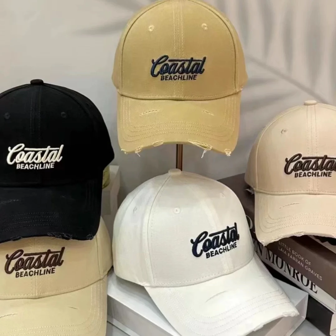 爆款刺绣字母硬顶破边棒球帽男女休闲遮阳显脸小 大头围 鸭舌帽子