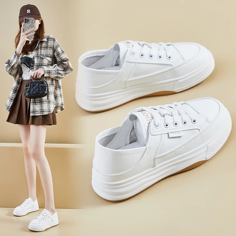 2024秋季百搭休闲小白鞋女韩版厚底