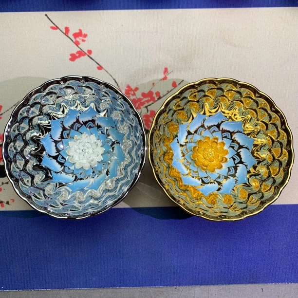 蓝色妖姬+花开富贵蓝莲花陶瓷杯高端茶杯主人杯2只装无礼盒