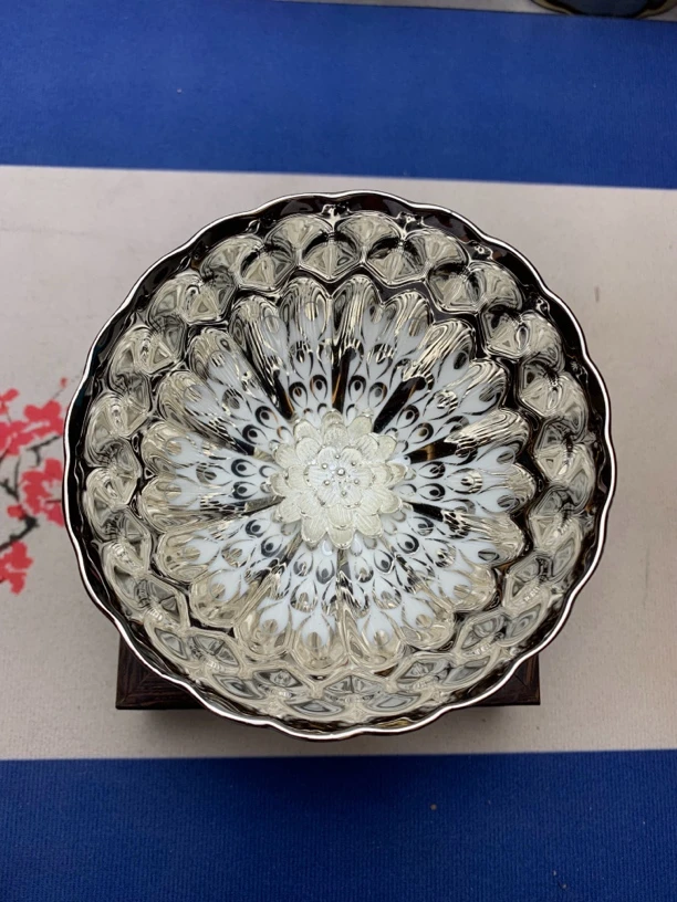 冰清玉洁银莲花陶瓷杯高端主人杯茶杯单只装无礼盒lh