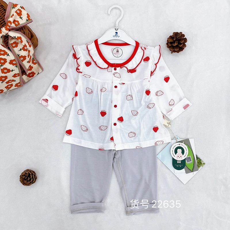 玥儿兔夏款女童家居服套装长袖夏季宝宝空调服套装