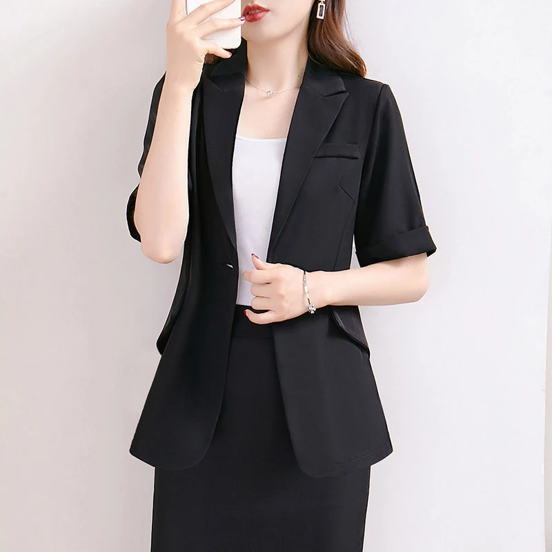 短袖西服女大码西装外套2024夏季工装胖mm200斤修身工作服职业装