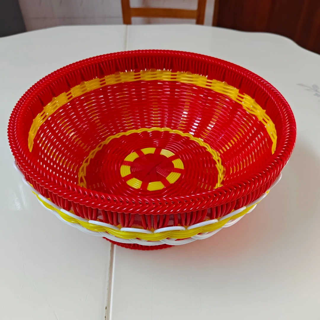 【文达】莫默编织篮子果盘手提篮塑钢带手工编织篮子收纳筐