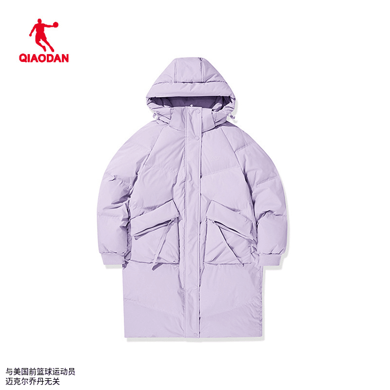 中国乔丹2023冬季女性综训运动休闲连帽梭织羽绒服EGM12234307