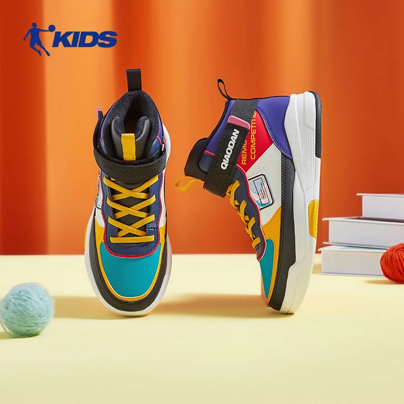 【冰爪】乔丹男童男孩板鞋棉鞋秋冬中大童防滑缓震儿童运动鞋皮面