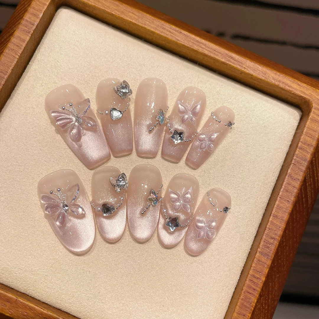 【莉莉丝】纯手工穿戴甲美甲穿戴式光疗甲冰透渐变纯欲四季流行